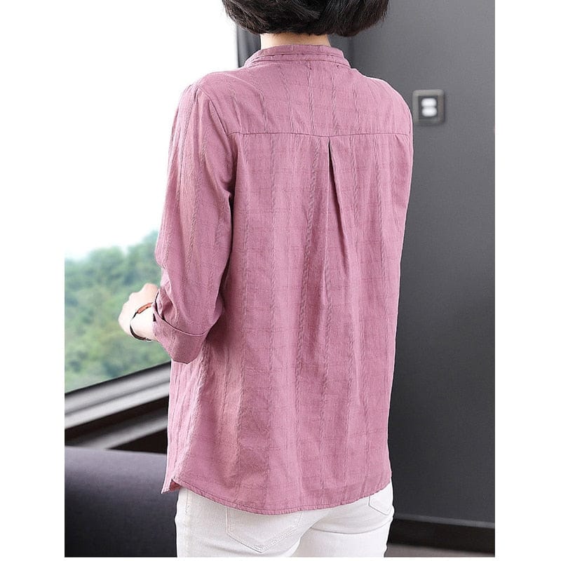 Cotton Linen 3/4 Sleeve Top - YOUXIZT