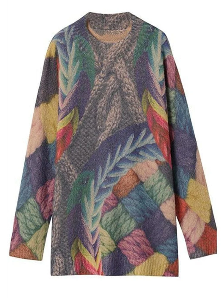 Harajuku Knitted O-Neck Sweater - YOUXIZT