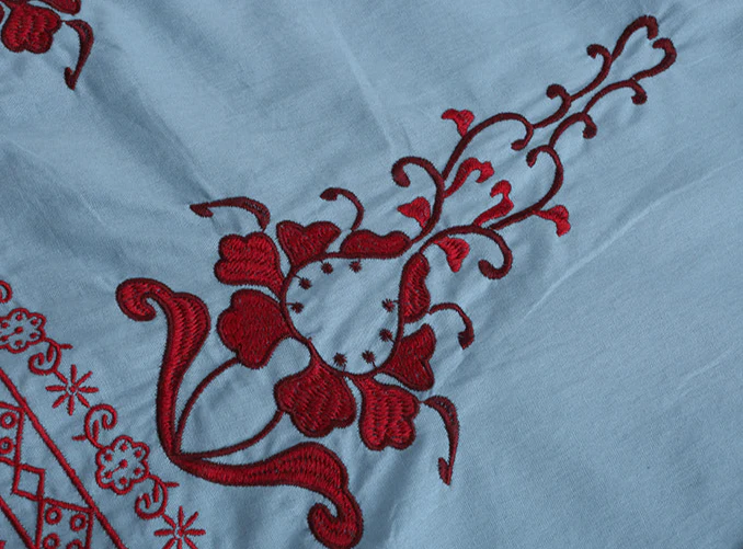 Boho Chic Blue & Red Embroidered Dress - YOUXIZT