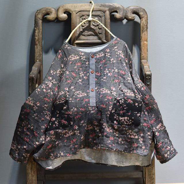 Floral Cotton and Linen Blouse - YOUXIZT