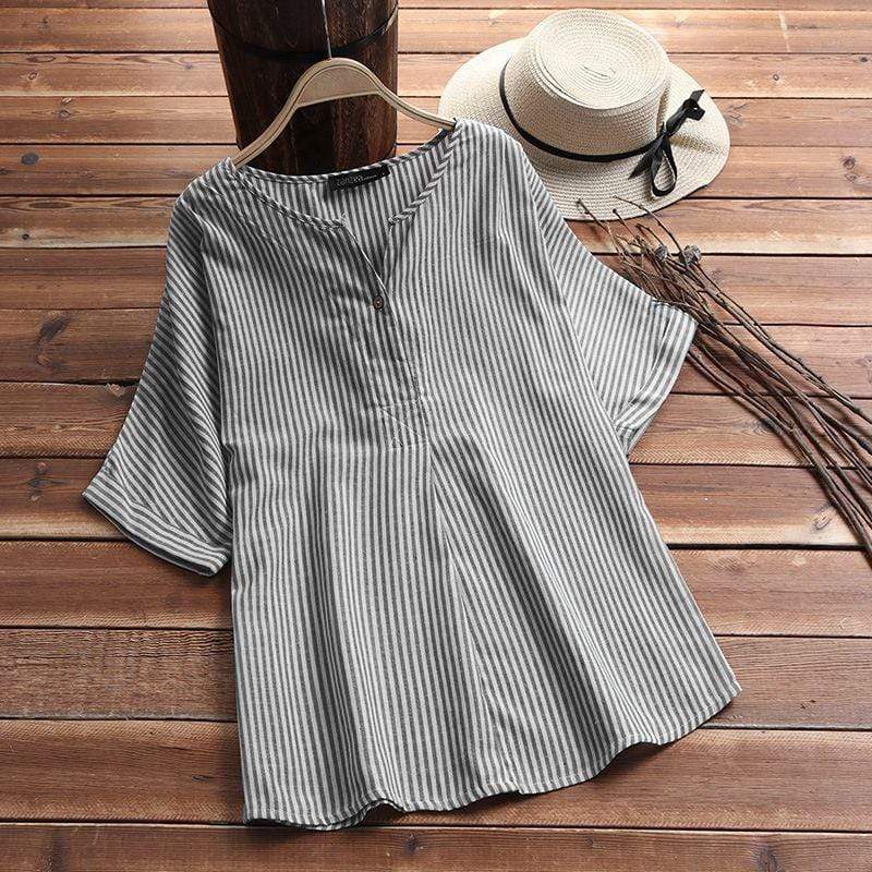 Oversized Plus Size Striped T-Shirt - YOUXIZT