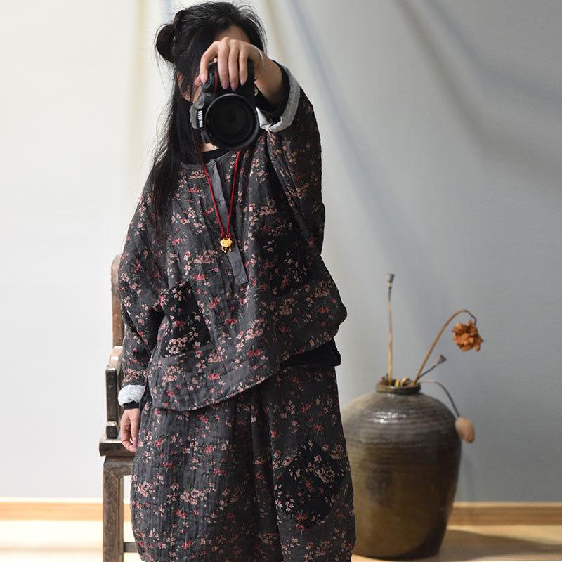 Floral Cotton and Linen Blouse - YOUXIZT