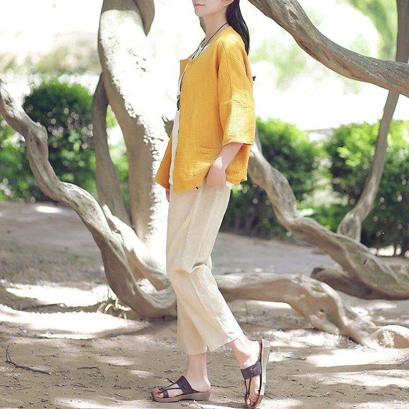 Zen Cotton Button Up Blouse - YOUXIZT