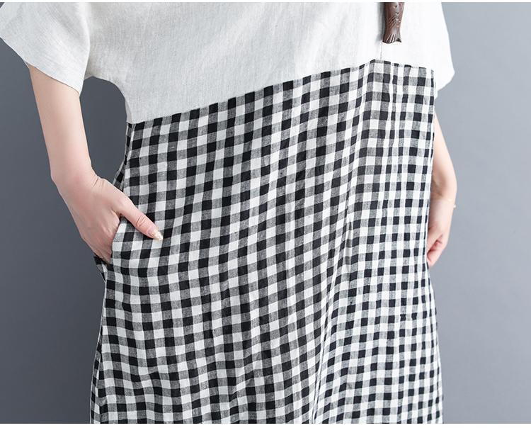 Scottish Valley Black and White Plaid Dress - YOUXIZT