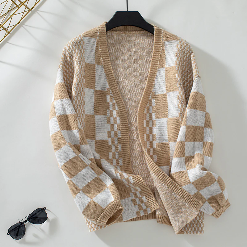 Casual Luxe Loose Plaid Sweater - YOUXIZT