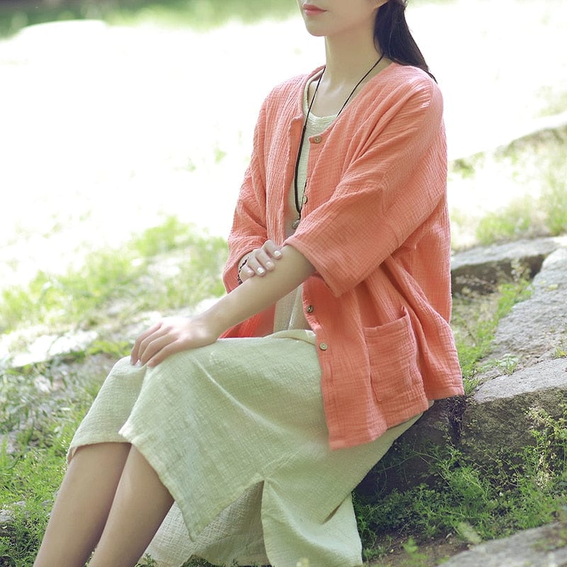 Zen Cotton Button Up Blouse - YOUXIZT