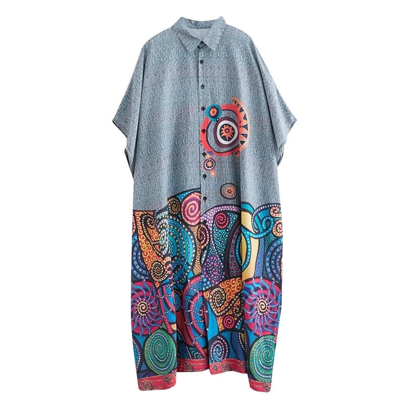 Manny oversized Floral Shirt Dress - YOUXIZT