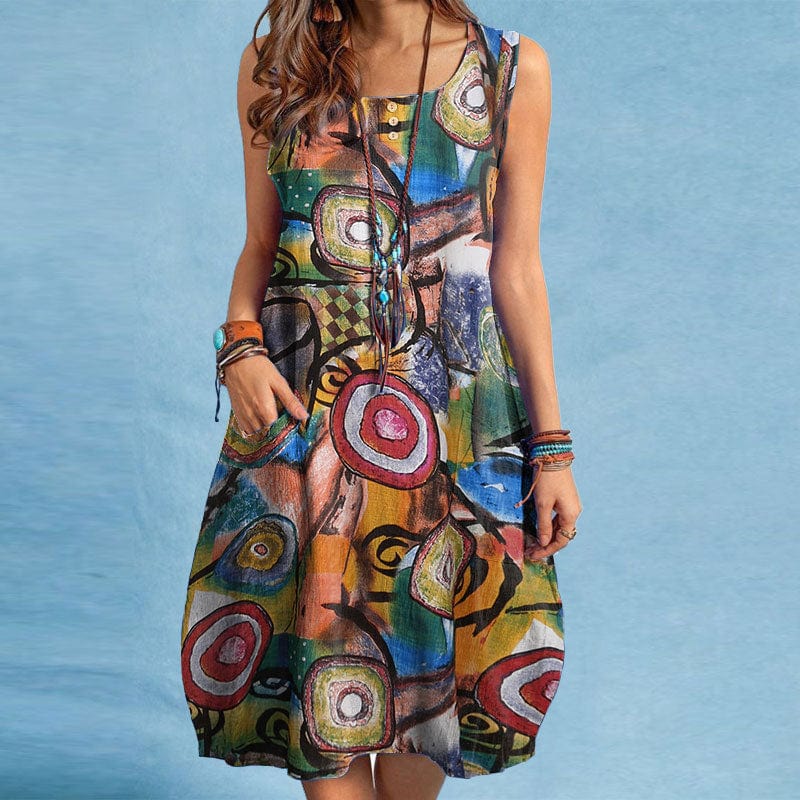 Geometric African Prints Baggy Dress - VERGITR