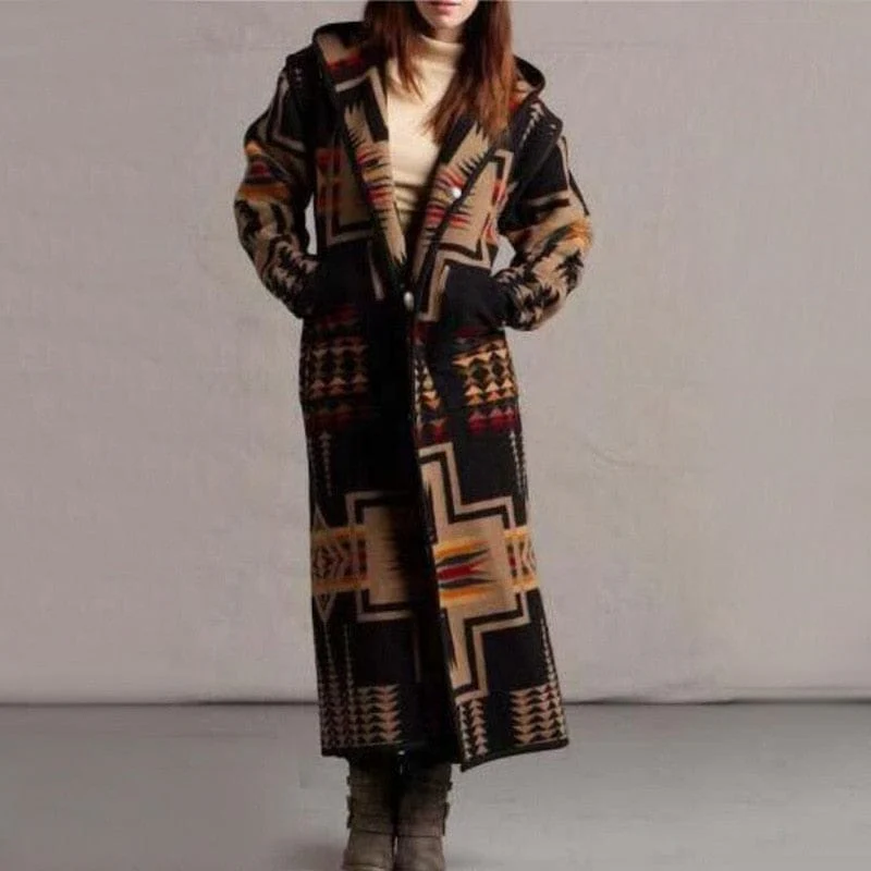 Boho Printed Hooded Long Coat - YOUXIZT
