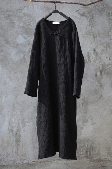 Oversized Cotton Linen Tunic Dress - YOUXIZT
