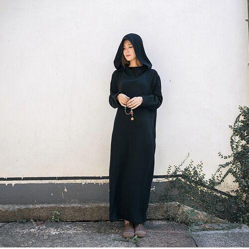 Hooded Linen Dress - YOUXIZT