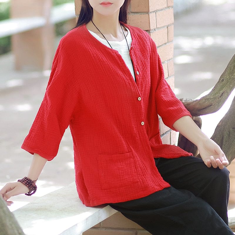 Zen Cotton Button Up Blouse - VERGITR