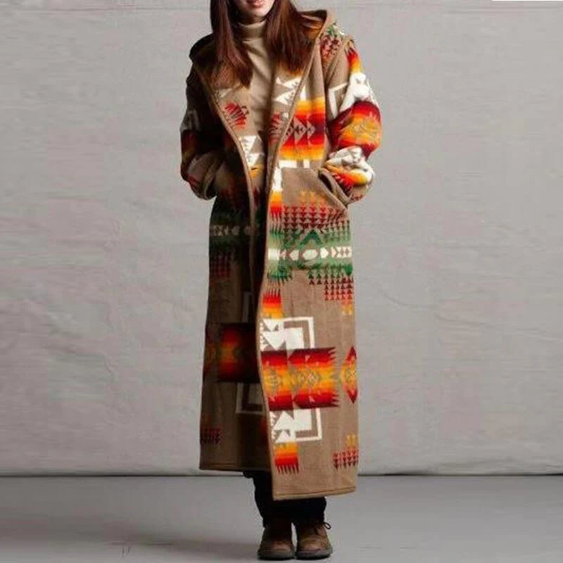 Boho Printed Hooded Long Coat - YOUXIZT