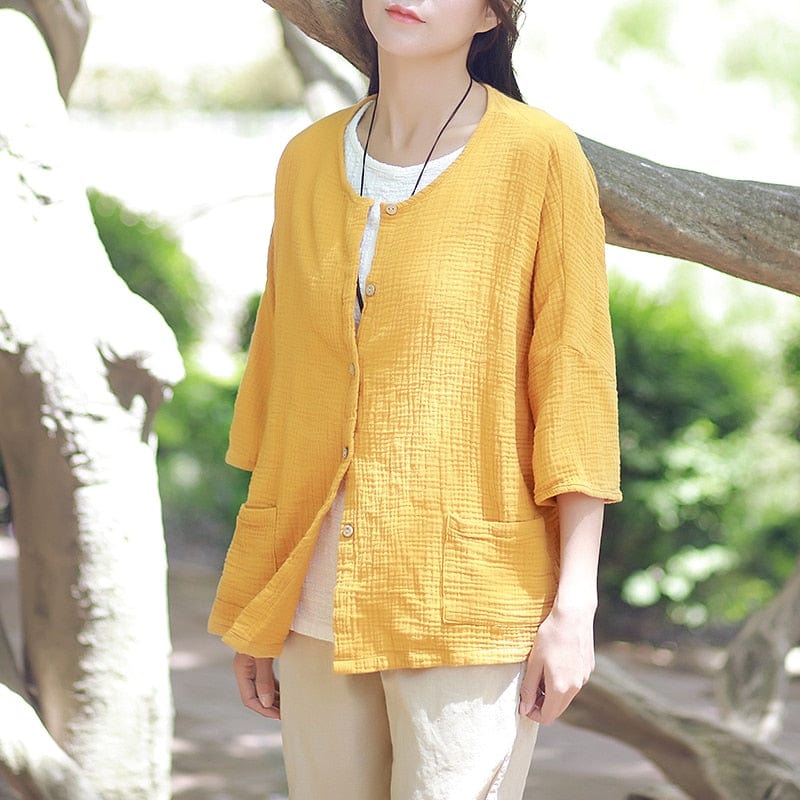 Zen Cotton Button Up Blouse - YOUXIZT