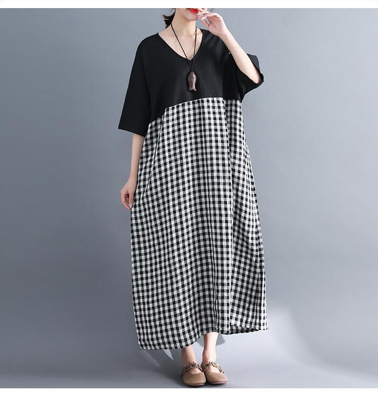 Scottish Valley Black and White Plaid Dress - VERGITR