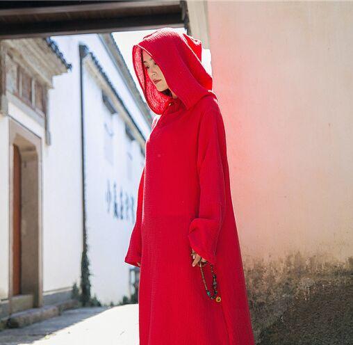 Hooded Linen Dress - YOUXIZT