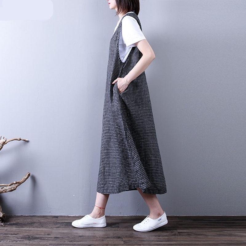 Plus Size Plaid Overall Dress - YOUXIZT