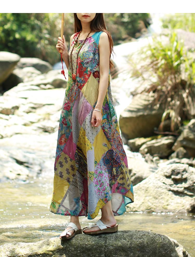Sweet Dreams Patchwork Hippie Dress - YOUXIZT