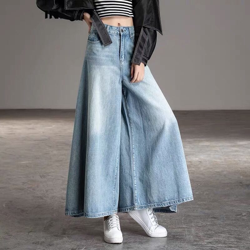 High Waist Oversized Bell Bottom Jeans - VERGITR