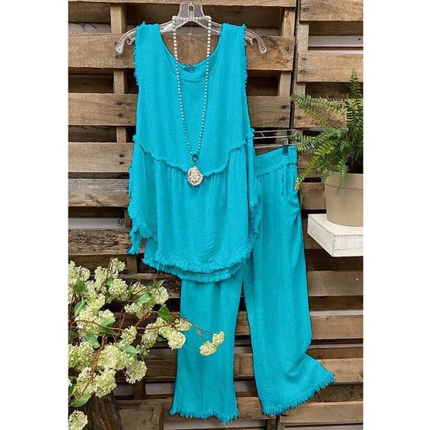 Clara Cotton Linen Tank Top + Matching Pants - YOUXIZT