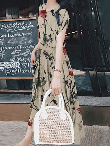 Boho Floral Printed Dress - VERGITR