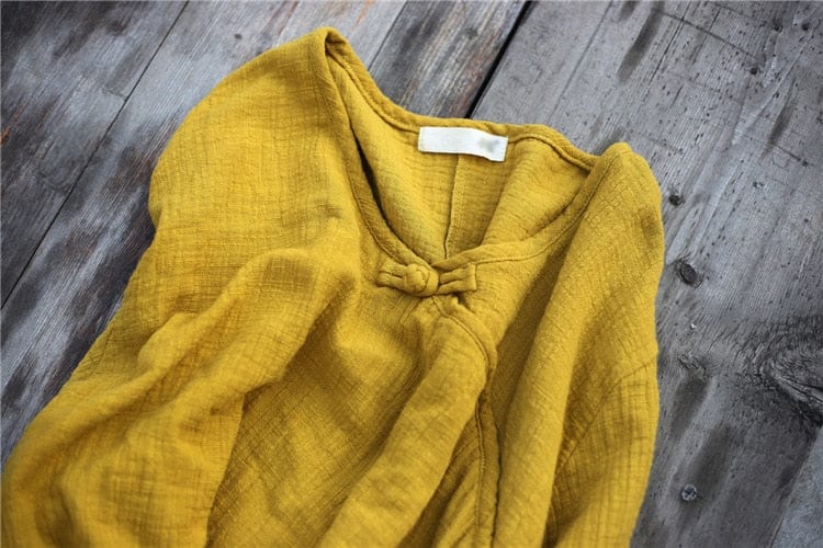 Oversized Cotton Linen Tunic Dress - YOUXIZT