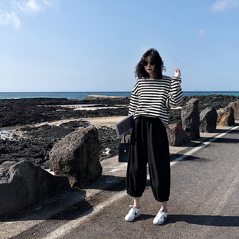 Kawaii Thin Striped Sweatshirt - YOUXIZT