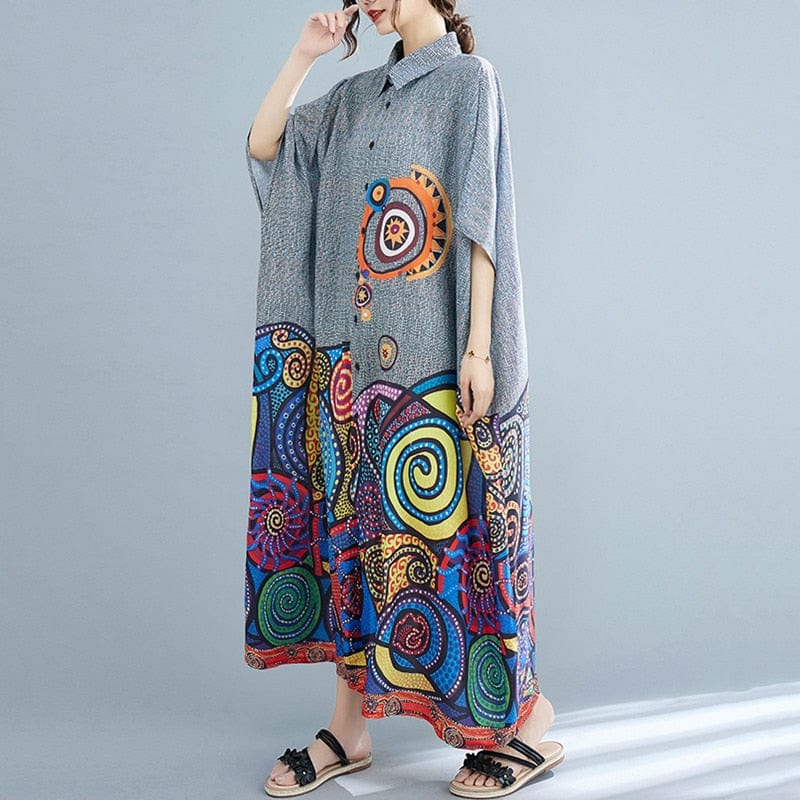 Manny oversized Floral Shirt Dress - YOUXIZT