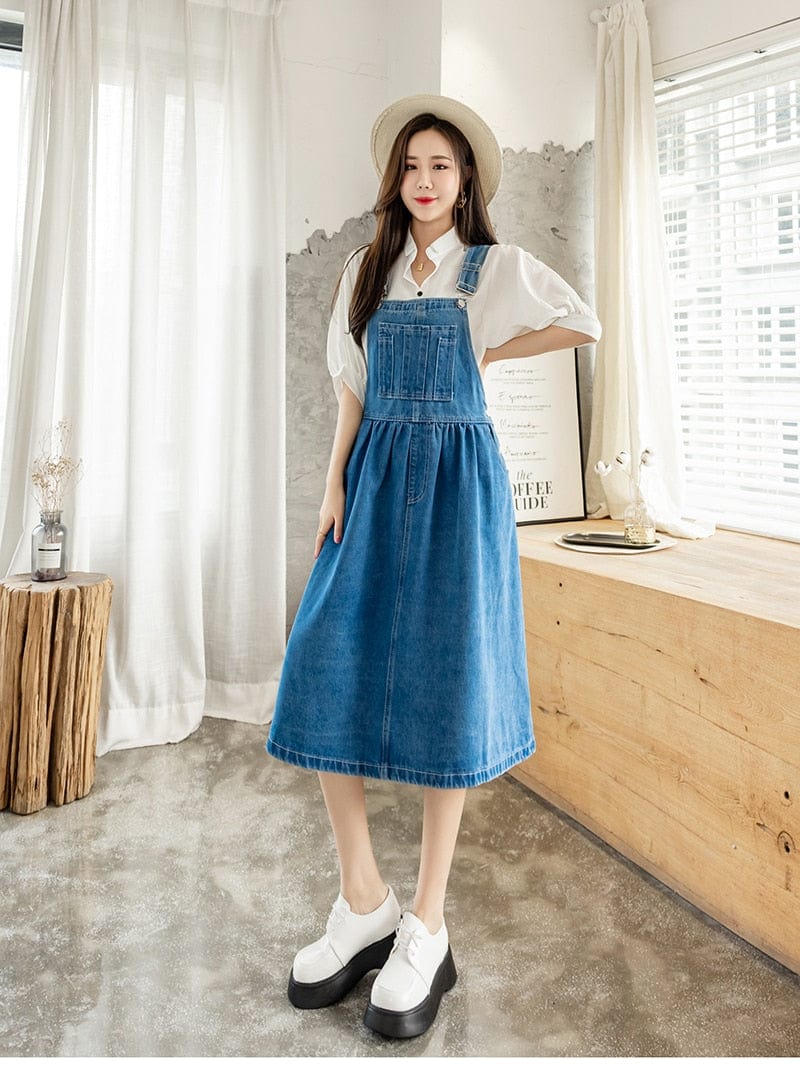 Denim Sleeveless A-Line Tank Dress - YOUXIZT