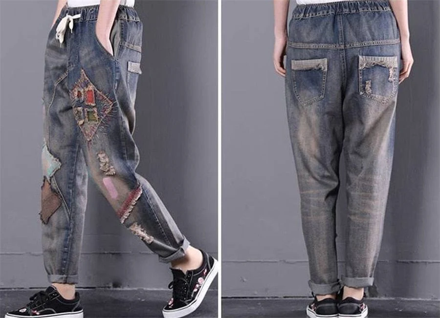 Gradient Patchwork Hipster Jeans - YOUXIZT