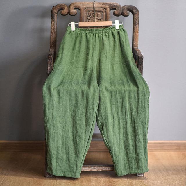 Elastic Waist Linen Trousers - YOUXIZT