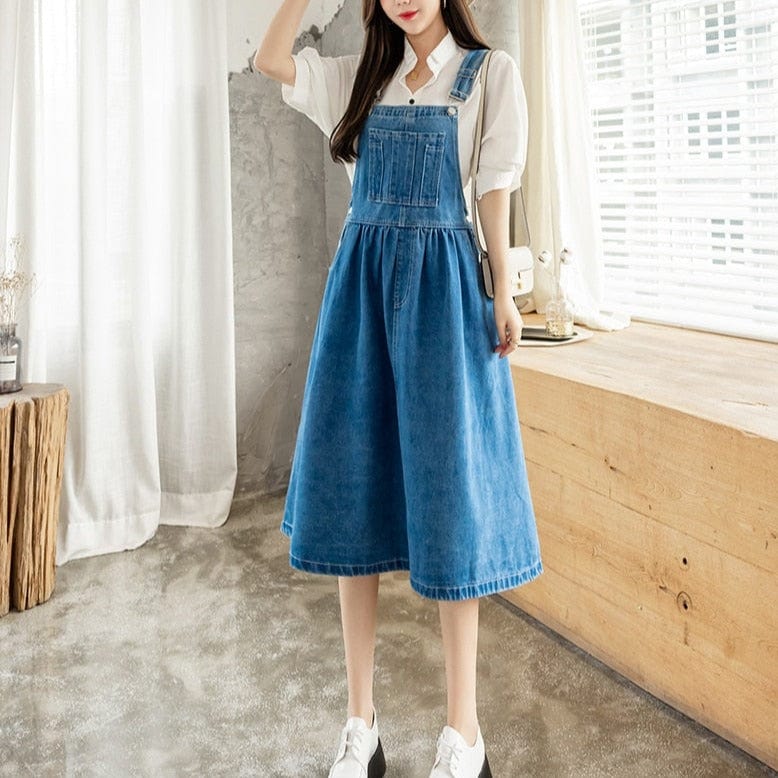 Denim Sleeveless A-Line Tank Dress - YOUXIZT