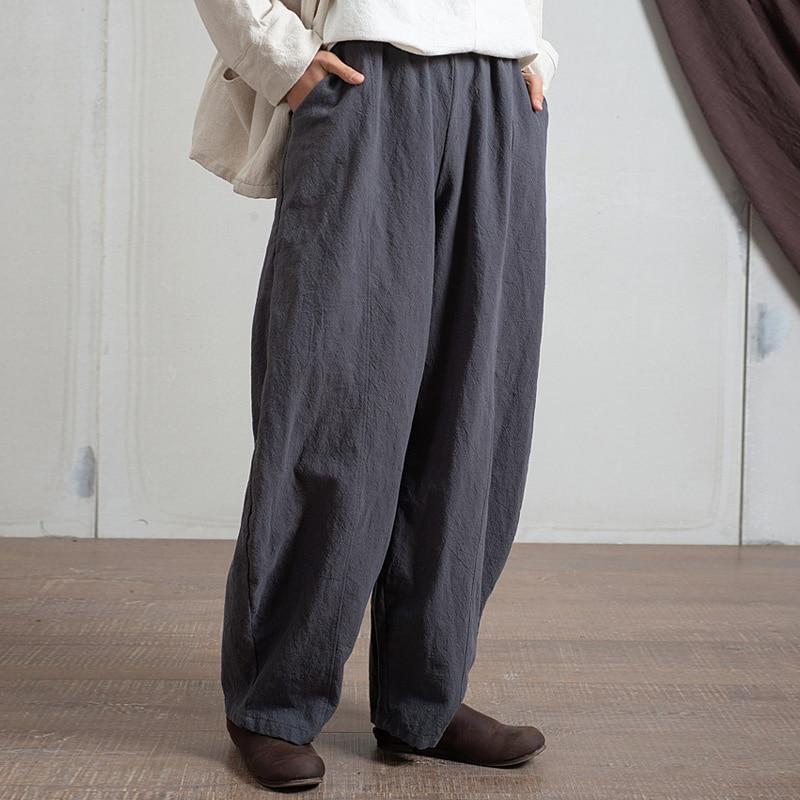Japanese Zen Cotton Linen Palazzo Pants - VERGITR