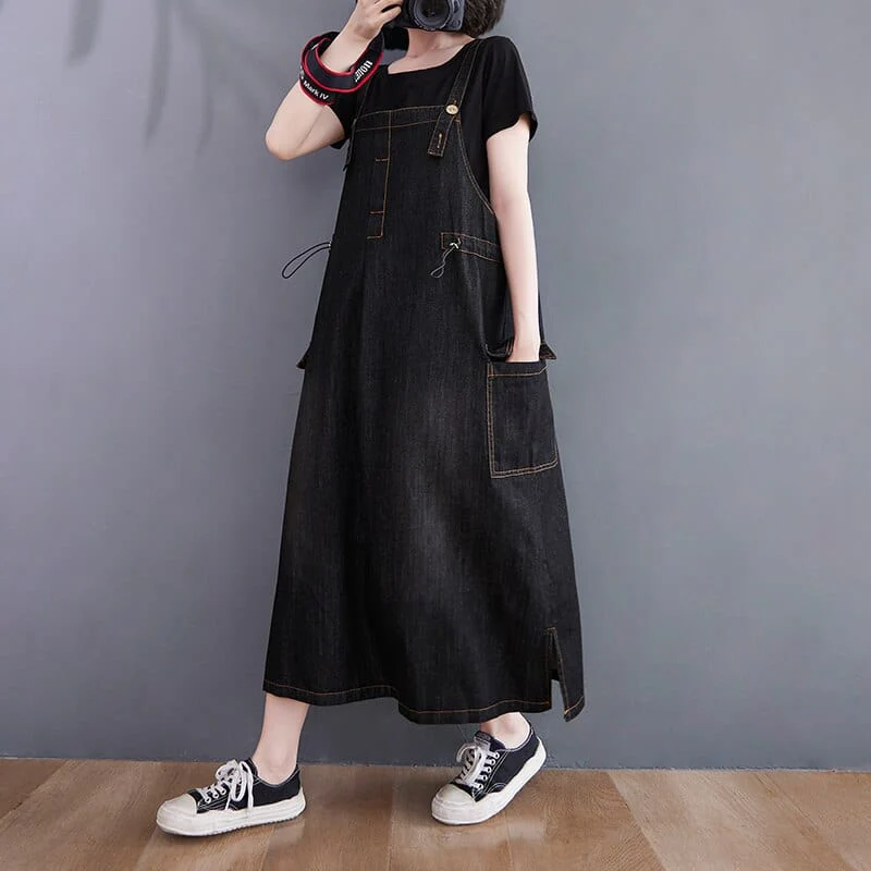 Daniella Oversized Denim Overall Dress - YOUXIZT