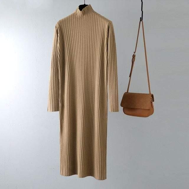 Solid Knitted Cotton Dress - YOUXIZT