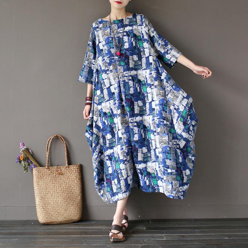 Art Inspired Cotton and Linen Maxi Dress - YOUXIZT