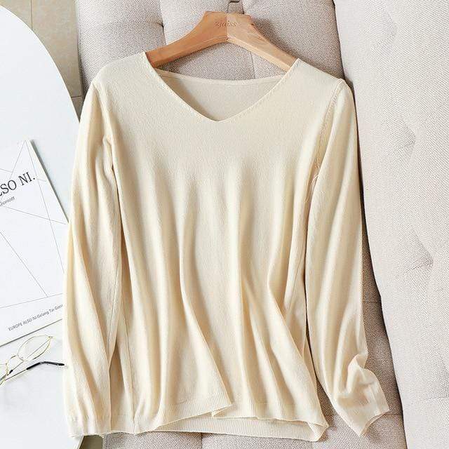 Basic Long Sleeve V-Neck Shirt - YOUXIZT