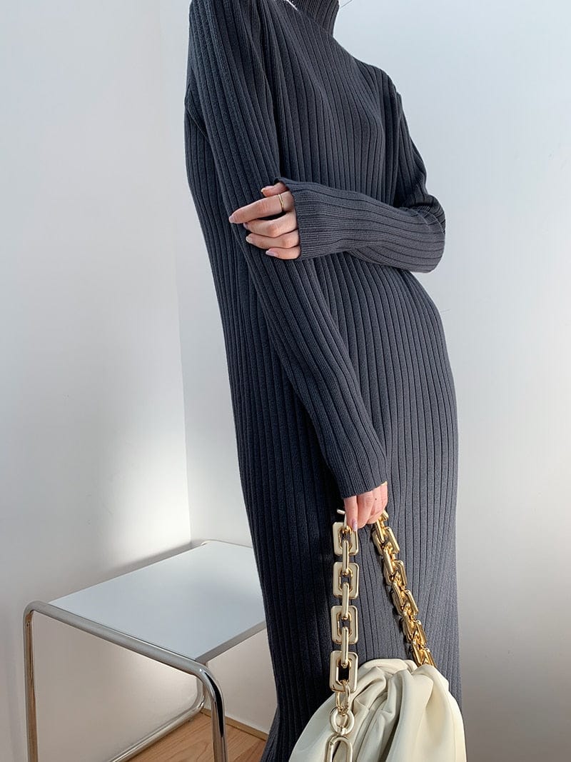 Solid Knitted Cotton Dress - YOUXIZT