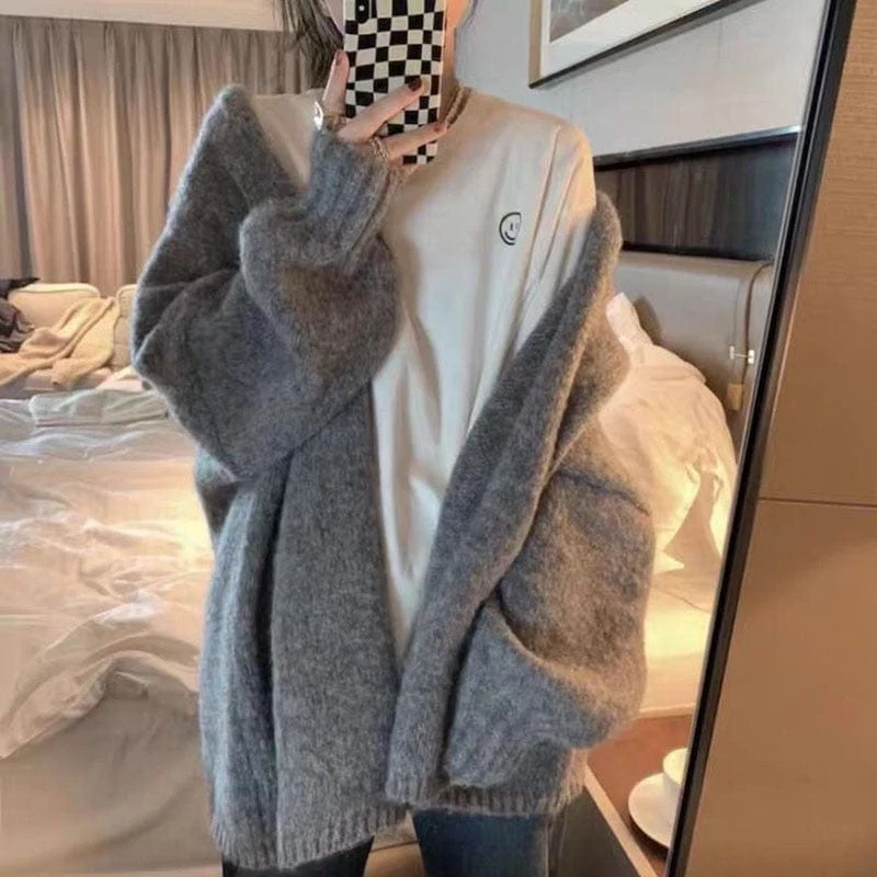 Japanese Lazy Style Knitted Cardigan - YOUXIZT