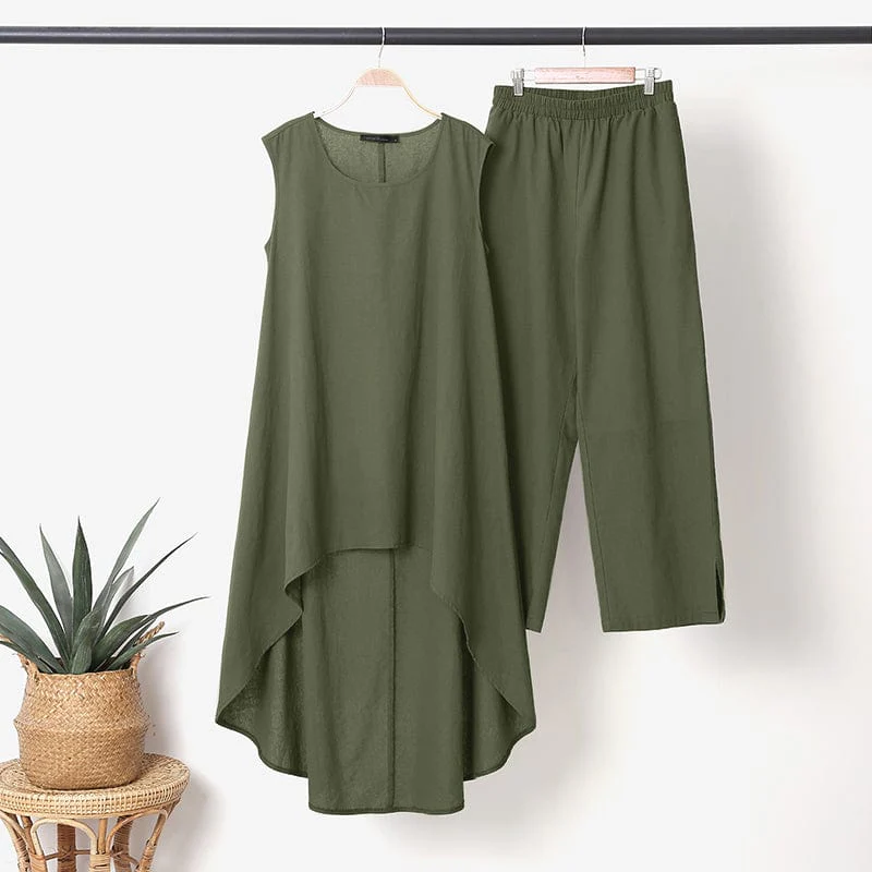 Zen Gypsy High-Low Tank + Palazzo Pants Outfit - YOUXIZT