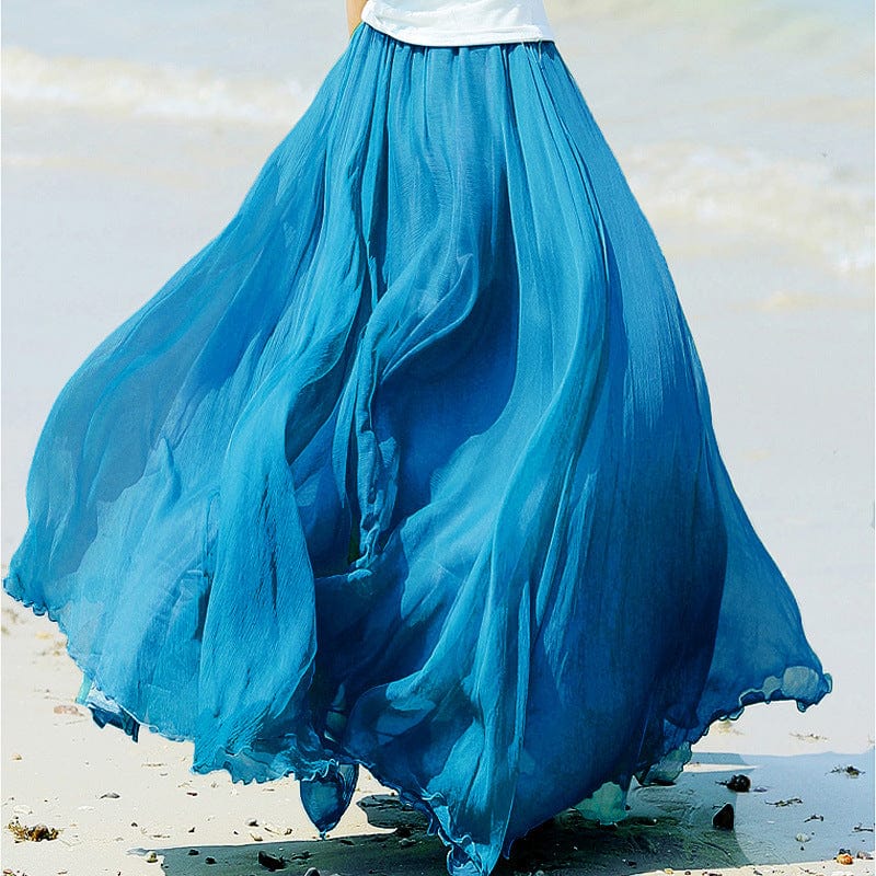 Boho Ruffled Chiffon Skirt - YOUXIZT