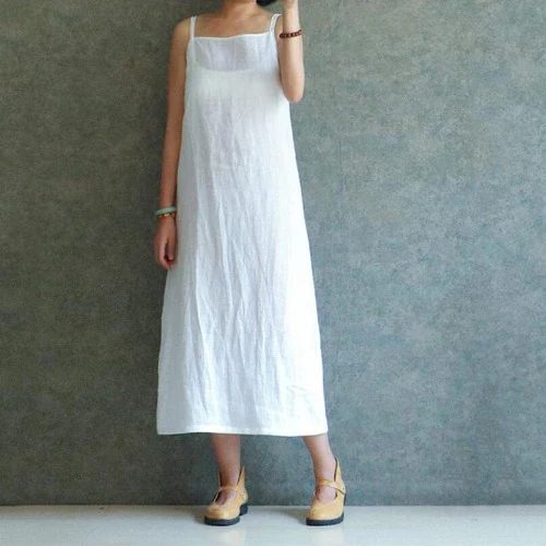 White Spaghetti Strap Dress - VERGITR