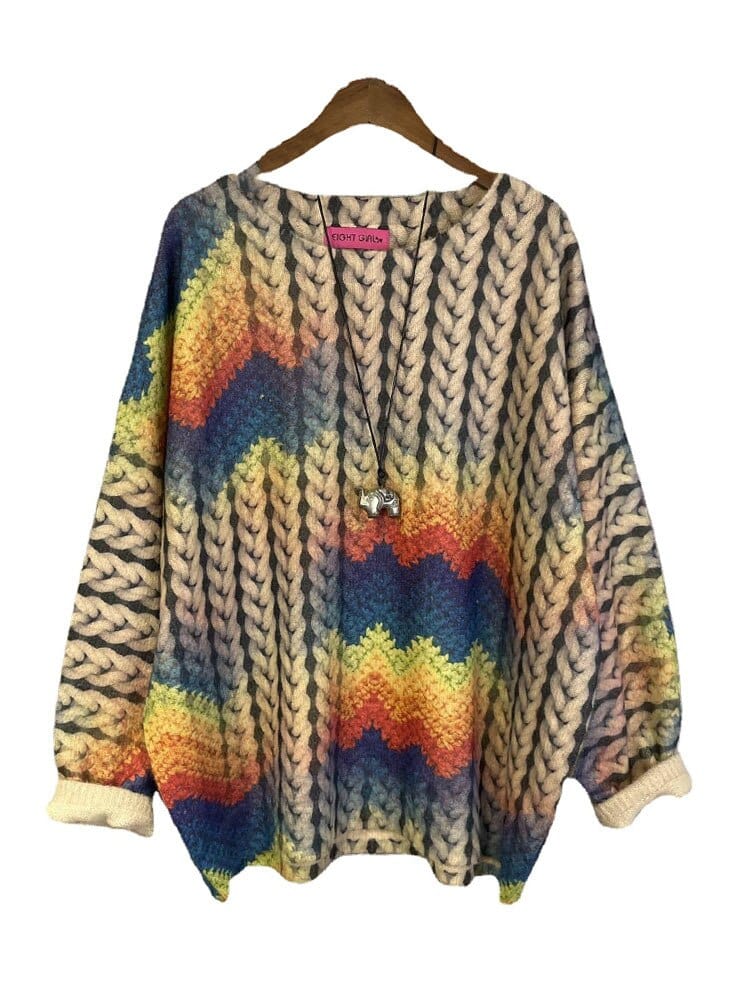 Harajuku Knitwear Printed Sweater - YOUXIZT