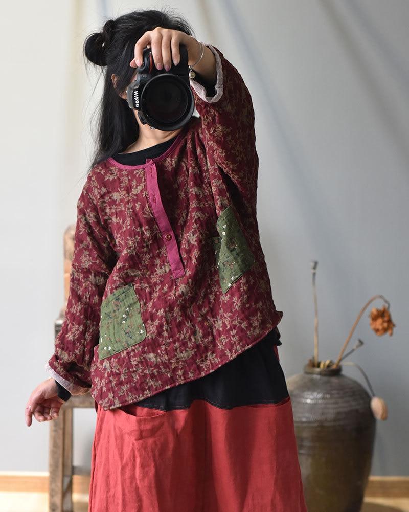 Floral Cotton and Linen Blouse - YOUXIZT