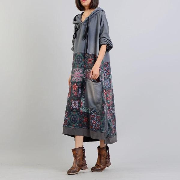 Retro Hooded Sweater Dress - YOUXIZT