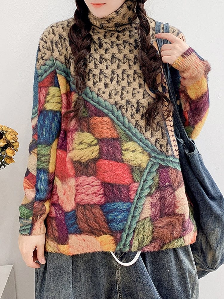 Cheerful Loose Turtleneck Sweater - YOUXIZT