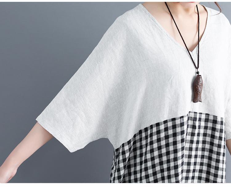 Scottish Valley Black and White Plaid Dress - YOUXIZT