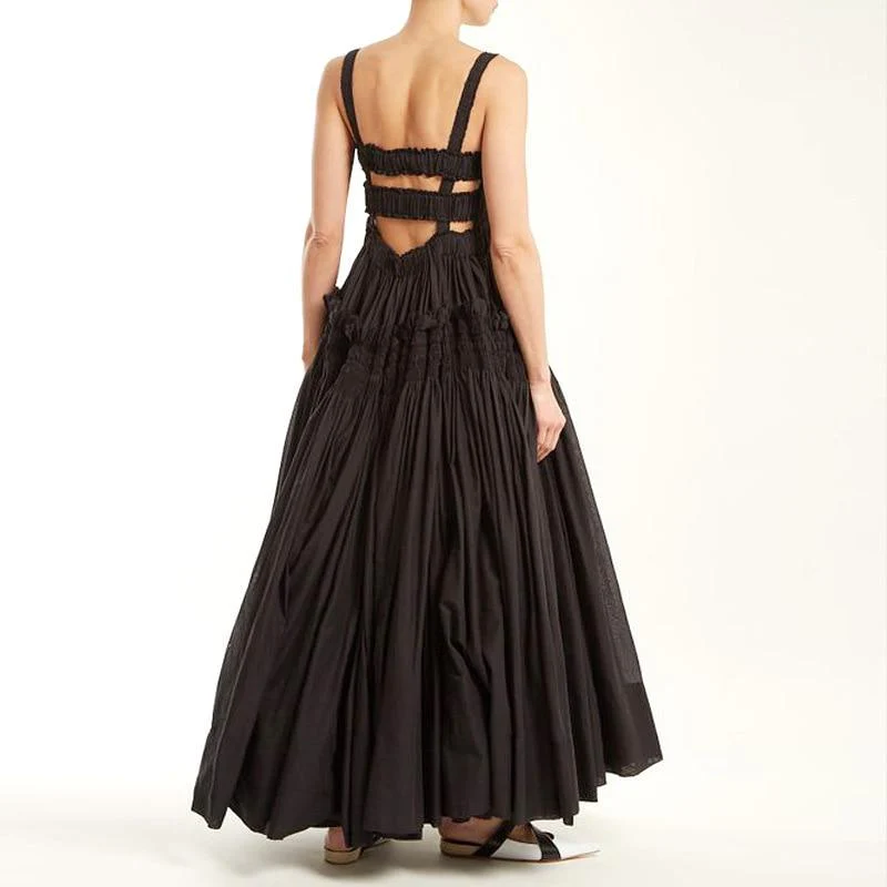 Draped Pleated Maxi Dress - YOUXIZT