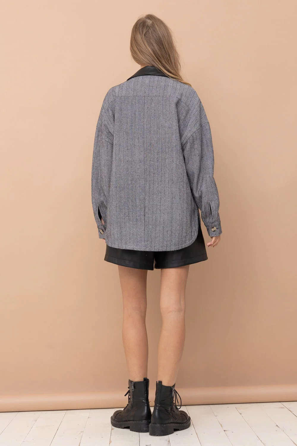 Ellie Oversized Herringbone Jacket - XAYUYUE