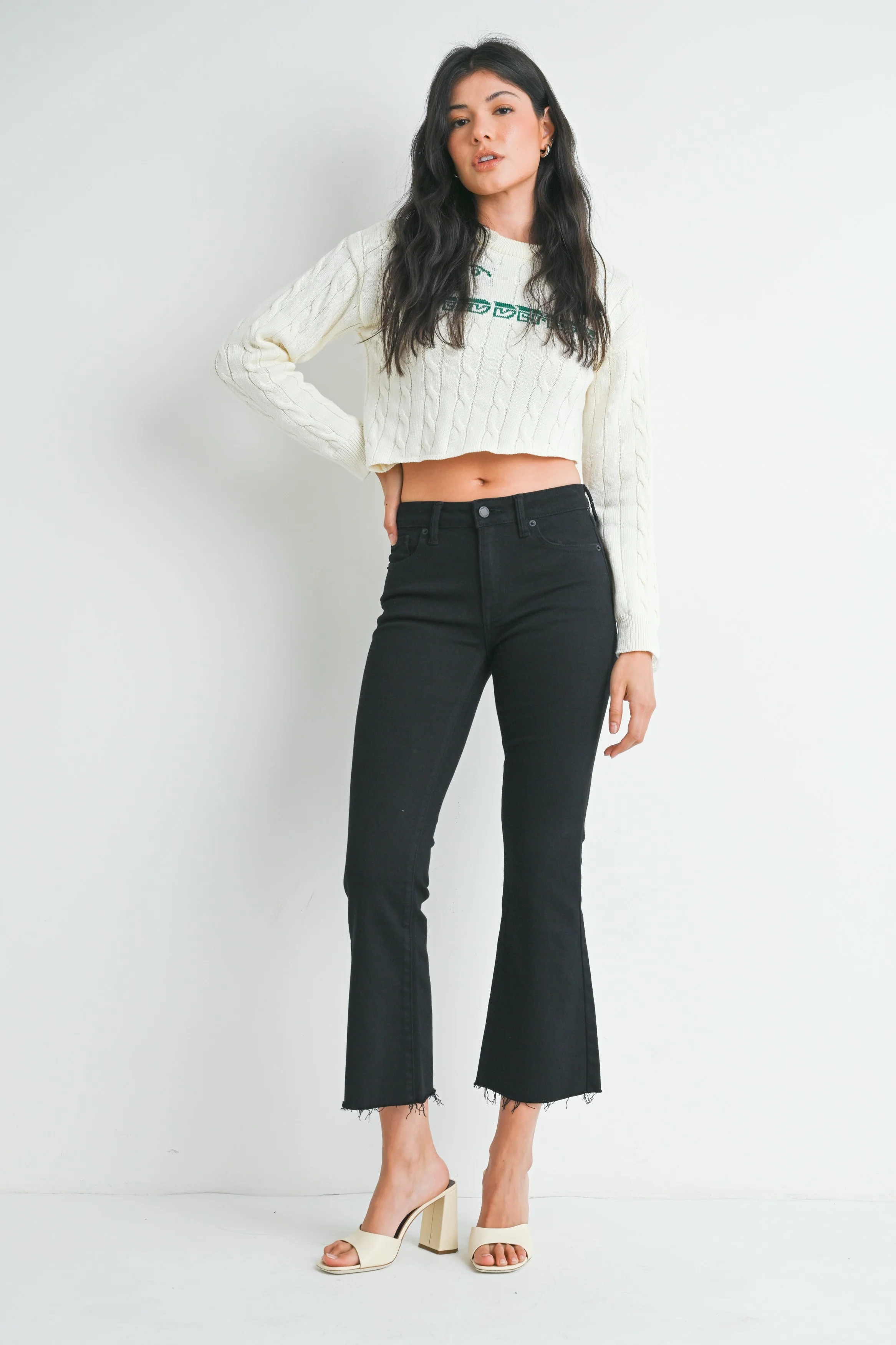 Stretch Cropped Flare Denim - XAYUYUE